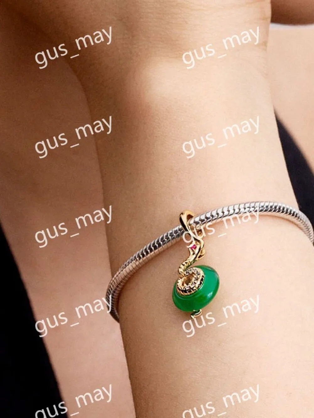 Pandora Snake Green Murano Glass Dangle Charm